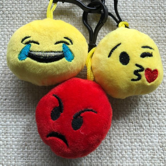 Mini Plush Emoji Key Chain Ornament Bundle of 3 - Picture 1 of 5